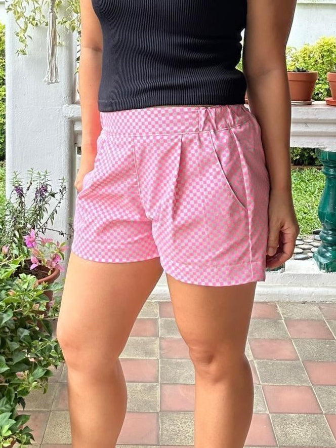 Happy Shorts (Checkered Pink)