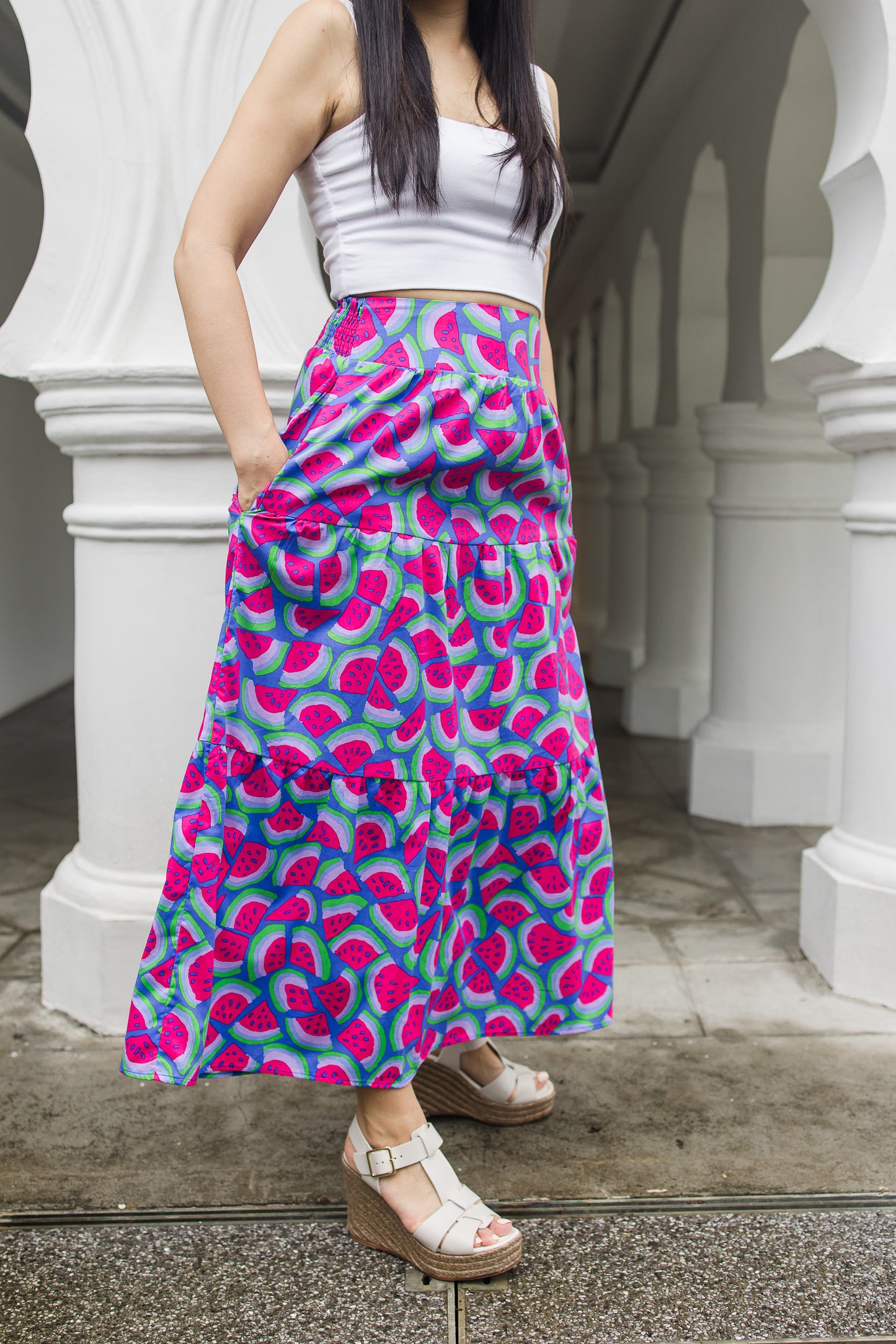 Women's Tiered Skirt (Watermelon)