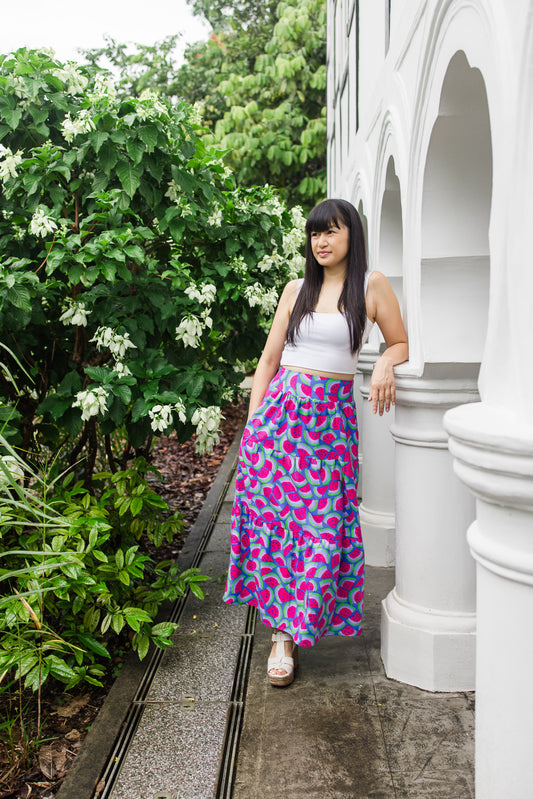 Women's Tiered Skirt (Watermelon)