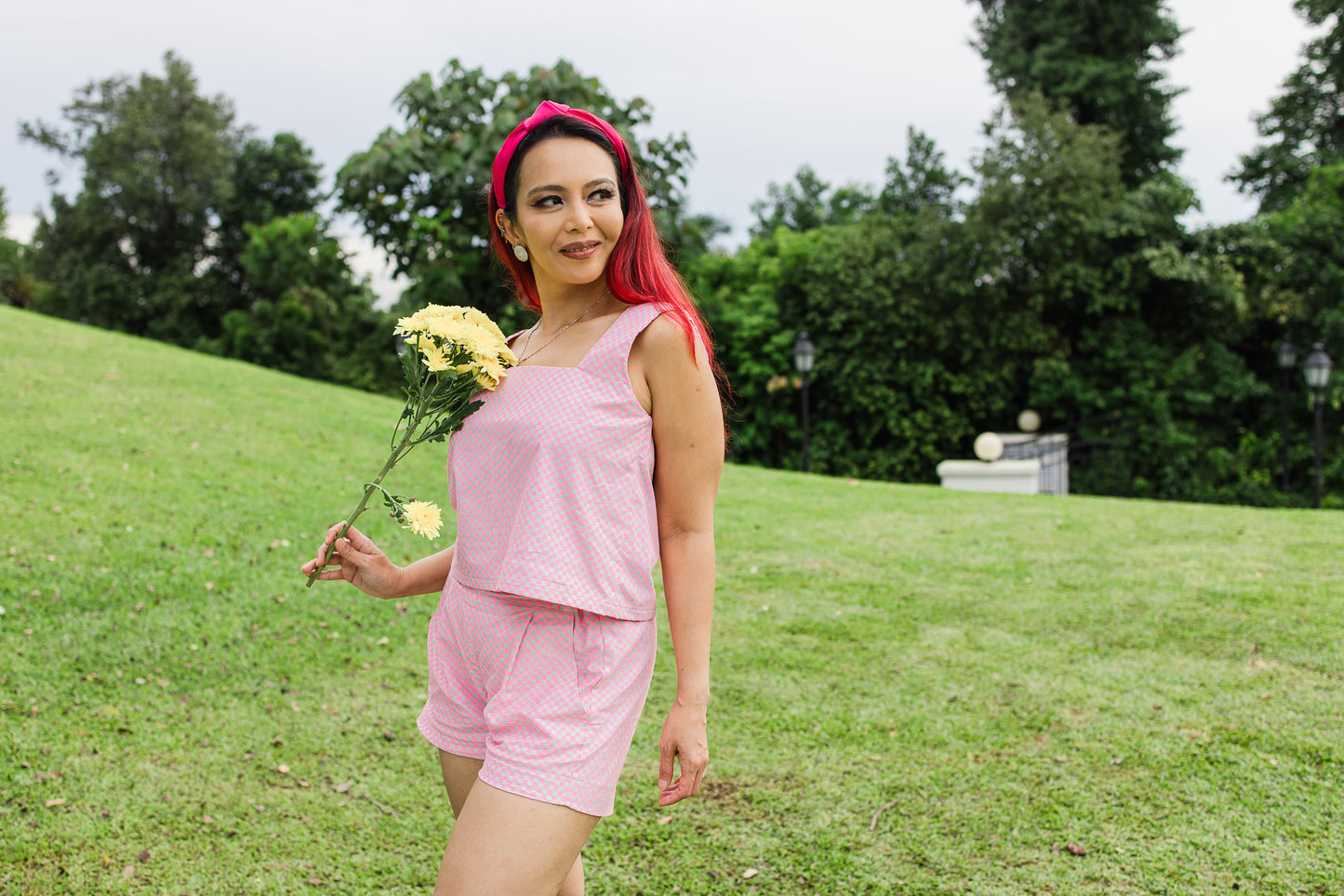 Happy Shorts (Checkered Pink)